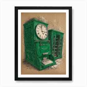 Green Clock Art Print