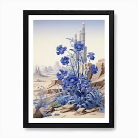 Chinese Forget Me Not Victorian Style 2 Art Print