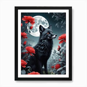 Wolf In The Moonlight Art Print