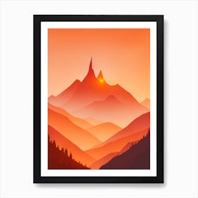 Misty Mountains Vertical Composition In Orange Tone 40 Art Print