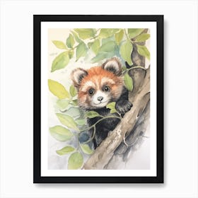 Storybook Animal Watercolour Red Panda 5 Art Print