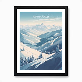 Poster Of Hakuba Valley   Nagano, Japan, Ski Resort Illustration 3 Art Print