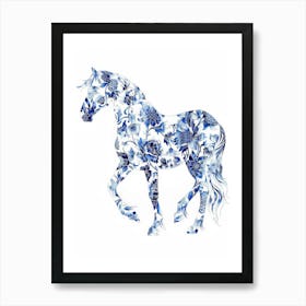 Blue And White Horse 2 Art Print