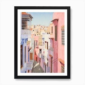 Tangier Morocco 7 Vintage Pink Travel Illustration Art Print