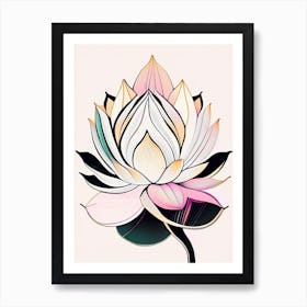 Lotus Flower Pattern Abstract Line Drawing 2 Art Print