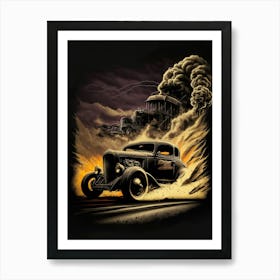 Hot Rod Muscle Smoke Drift Retro Racing vintage classic Car 2 Art Print