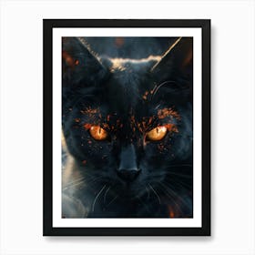 Cat In Flames Art Print