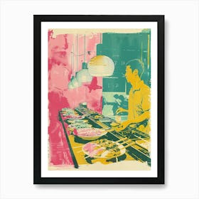 Japanese Restaurant Silkscreen Duotone Art Print