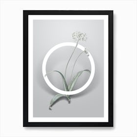 Vintage Spring Garlic Minimalist Flower Geometric Circle on Soft Gray Art Print