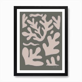 Grey Seaweed Art Print