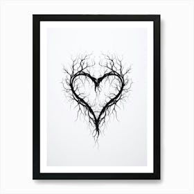 Minimalist Black Tree Branch Heart 4 Art Print