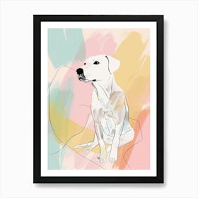 Pastel Labrador Dog Watercolour Line Illustration 1 Art Print