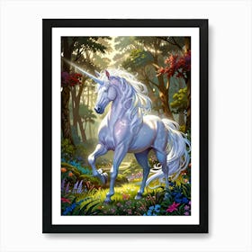 Unicorn In The Forest 16 Art Print