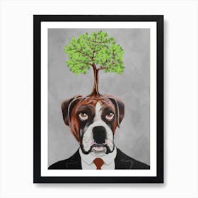 Boxer With Tree Art Print