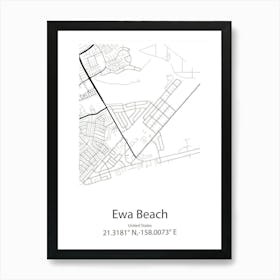 Ewa Beach,United States Minimalist Map Art Print