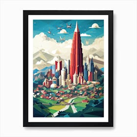 Kuala Lumpur, Malaysia, Geometric Illustration 2 Art Print