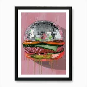 Disco Ball Burguer Mosaic Painting Kitchen Art Print