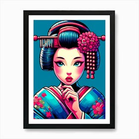 Japan Traditional Geisha Illustration By Ad 100 Art Print