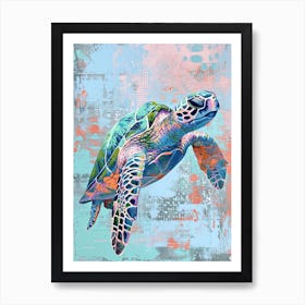 Textured Painting Of A Rainbow Sea Turtle Art Print