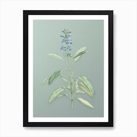 Vintage Sage Plant Botanical Art on Mint Green n.0196 Art Print