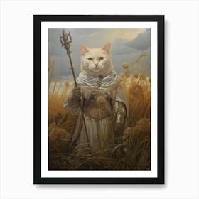 Medieval Cats In Battle Clothes Romantesque Style Art Print