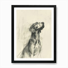 Hound Dog Charcoal Line Art Print