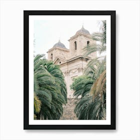 Palm Trees In Front Of A Church // Valencia, Spain, Travel Photography Art Print