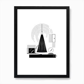 Home Office Elements Line Art 0 Art Print