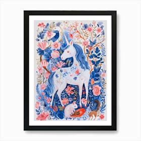 Unicorn With Woodland Friends Fauvism Inspired 2 Art Print