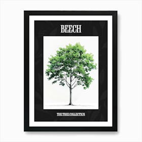 Beech Tree Pixel Illustration 1 Poster Art Print