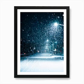 A Magical Winter Scene Layered With A Pattern Of Isolated Snowflakes Caught In A Soft Winter Storm (5) Art Print