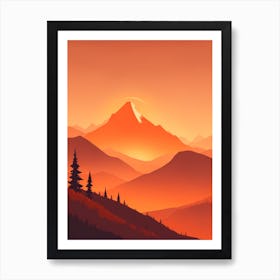 Misty Mountains Vertical Composition In Orange Tone 70 Art Print