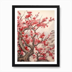 Cherry Blossom Detailed Illustration 3 Art Print