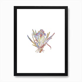 Stained Glass Pygmy Iris Mosaic Botanical Illustration on White n.0311 Art Print
