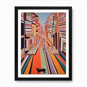 Painting Of Cape Town With A Cat In The Style Of Minimalism, Pop Art Lines 2 Art Print