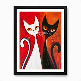 Black And White Cats 7 Art Print