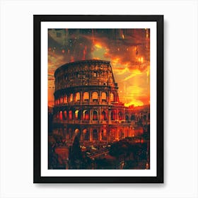 Colossion, Cityscape Collage Retro Art Print