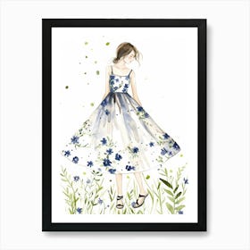 Watercolor Flower Girl Art Print