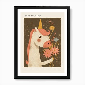 Unicorn Holding A Bouquet Of Flowers Poster Art Print