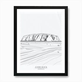 Ayers Rock Australia Color Line Drawing 6 Poster Art Print