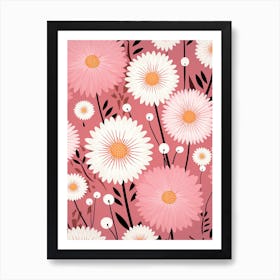 Pink Daisy Pattern Flowers Art Print