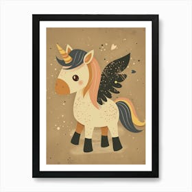 Unicorn Pegasus With Wings Cute Kids Muted Pastel 1 Art Print