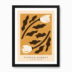 Flower market, Retro print, Boho neutral art print Art Print