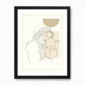 Jesus With A Lamb Christian  Art Print