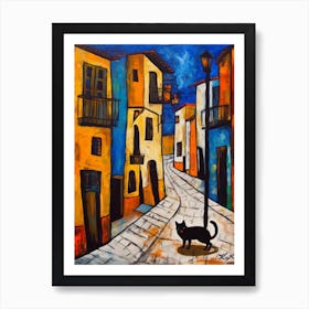 Painting Of Buenos Aires With A Cat In The Style Of Surrealism, Miro Style 3 Art Print