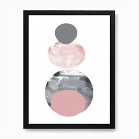 Pink And Grey Circles Art Print