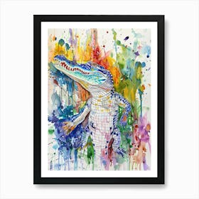 Crocodile Colourful Watercolour 2 Art Print