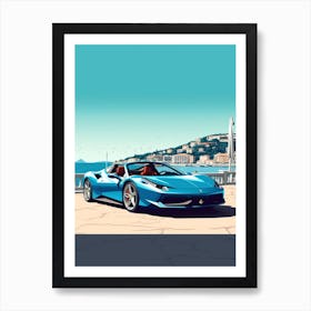 A Ferrari 458 Italia In French Riviera Car Illustration 1 Art Print