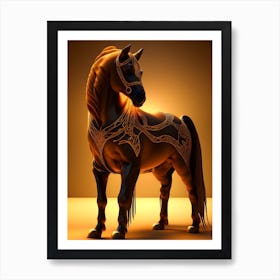 Luna 3d Hd Arabian Horse Chocolate Caramel Lights 8k Resolutio 0 (1) Art Print