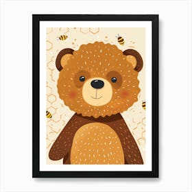 Teddy Bear With Bees 2 Art Print